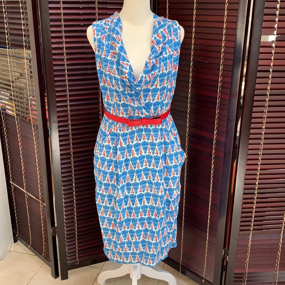 Eva Franco Nautical Sleeveless Sheath Dress (Sz 4)
